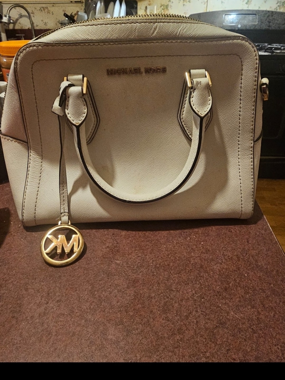 Michael Kors Cream Saffiano Leather Satchel
